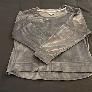 Nicole Miller Gray Velour Boxy Fit Top-M